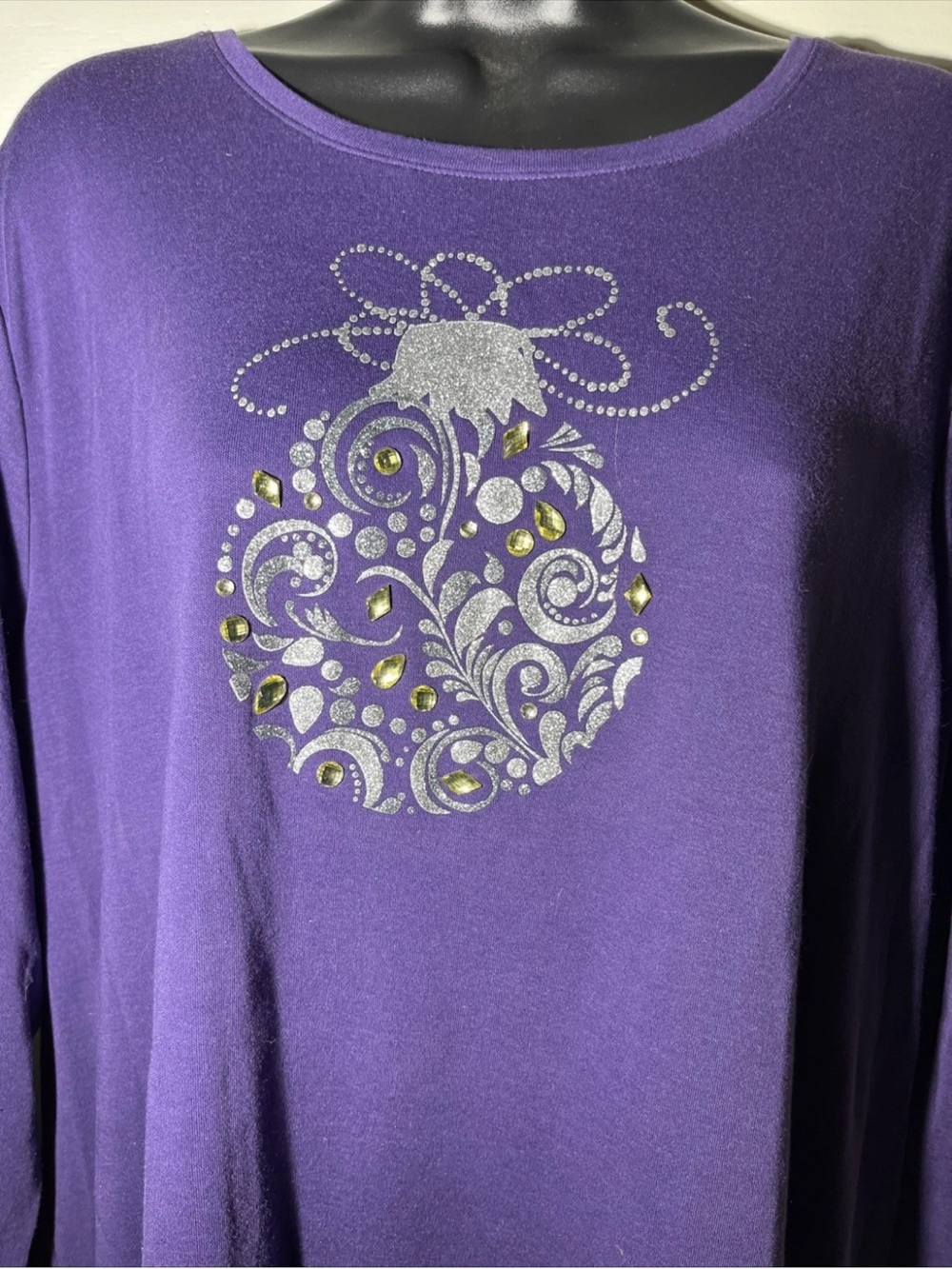 Women’s Shirt Size 2X Croft & Barrow Purple Embellished Ornament